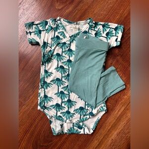 Kate Quinn Teal + Floral Onesie and Legging Bundle